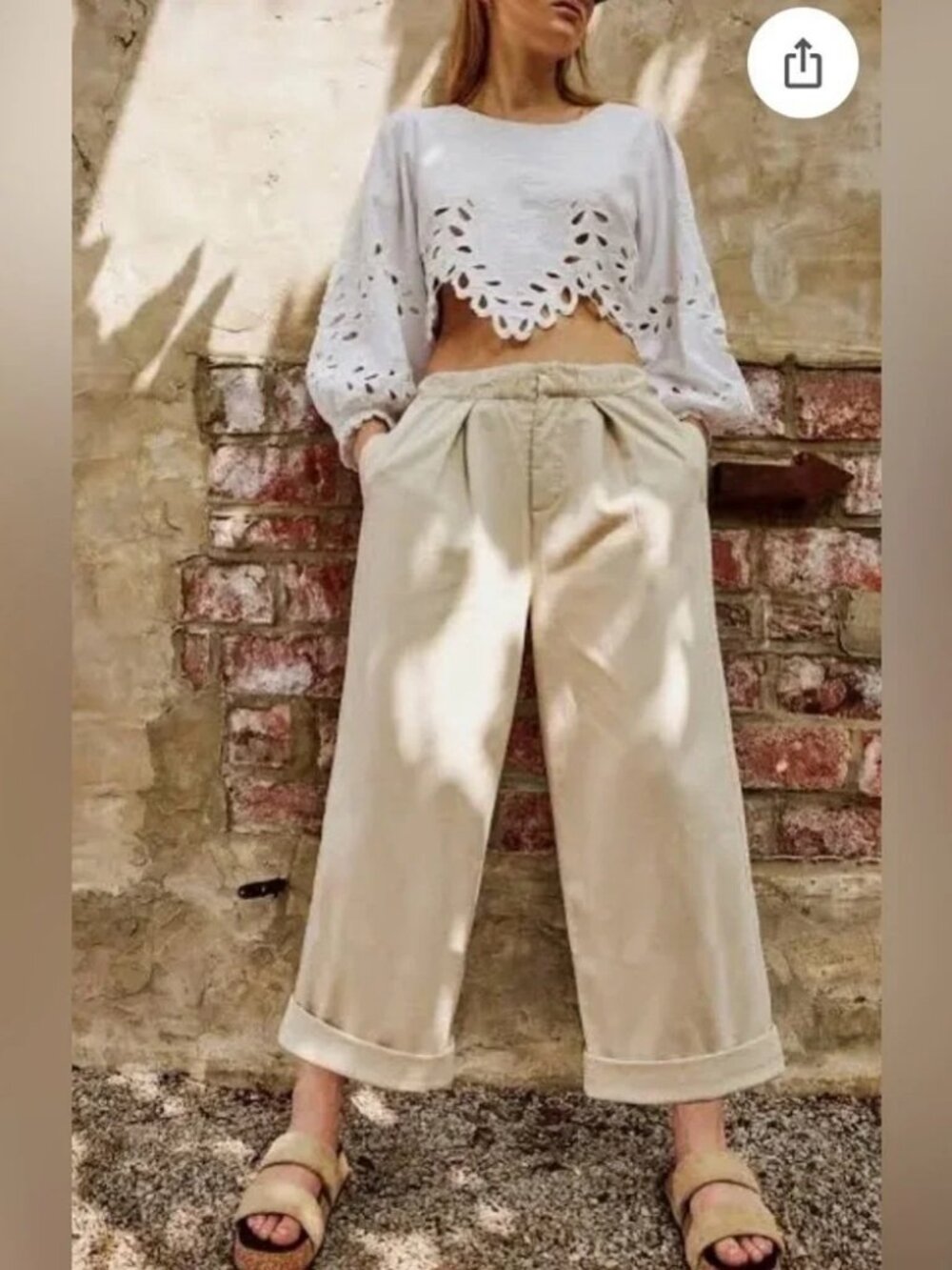 Free People Women's After Love Cuff Pants beige size large